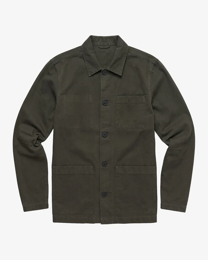 KnowledgeCotton Apparel Herren vegan Overshirt Aus Twill Forest Night Nachtgrün