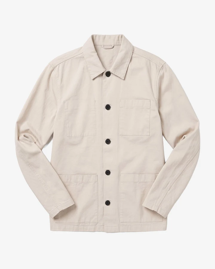 KnowledgeCotton Apparel Herren vegan Overshirt Twill Light Hellgrau