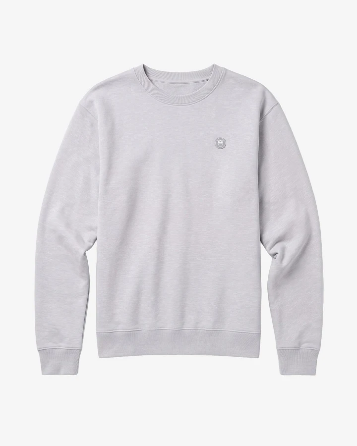 KnowledgeCotton Apparel Herren vegan Sweatshirt Badge Rundhals Hellgrau Meliert