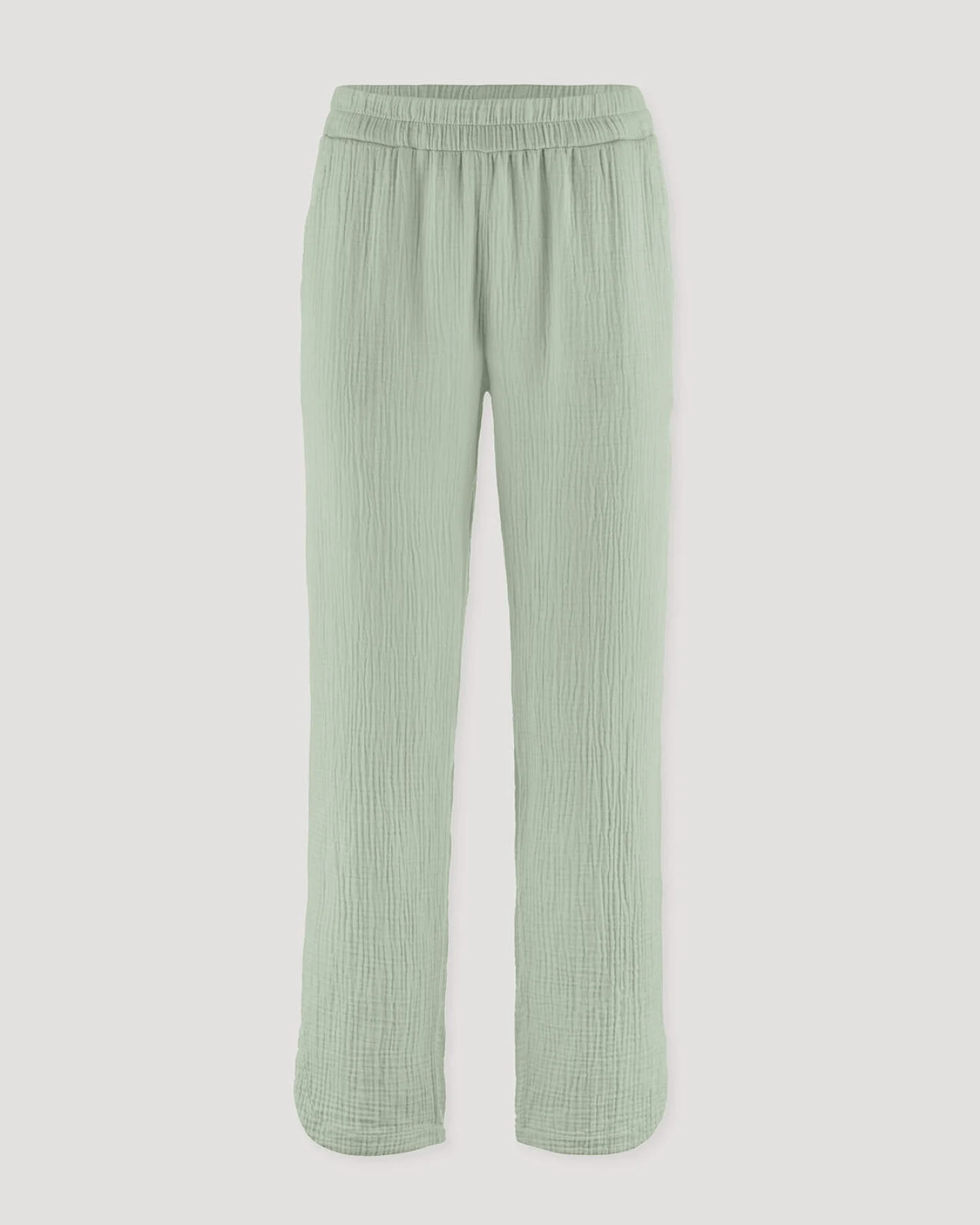 hessnatur Damen Musselin Schlafhose Regular PURE COMFORT aus Bio-Baumwolle - grün - Größe 44 – Ansicht 4