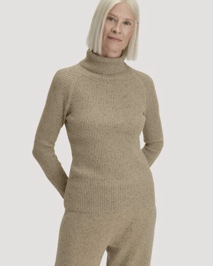 hessnatur Strick Rollkragenpullover Slim aus Bio-Baumwolle mit recycelter Wolle