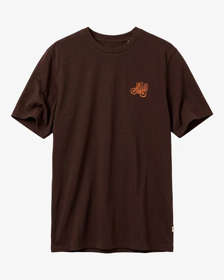 KnowledgeCotton Apparel Herren vegan T-Shirt Brustbestickung Chocolate Torte Braun