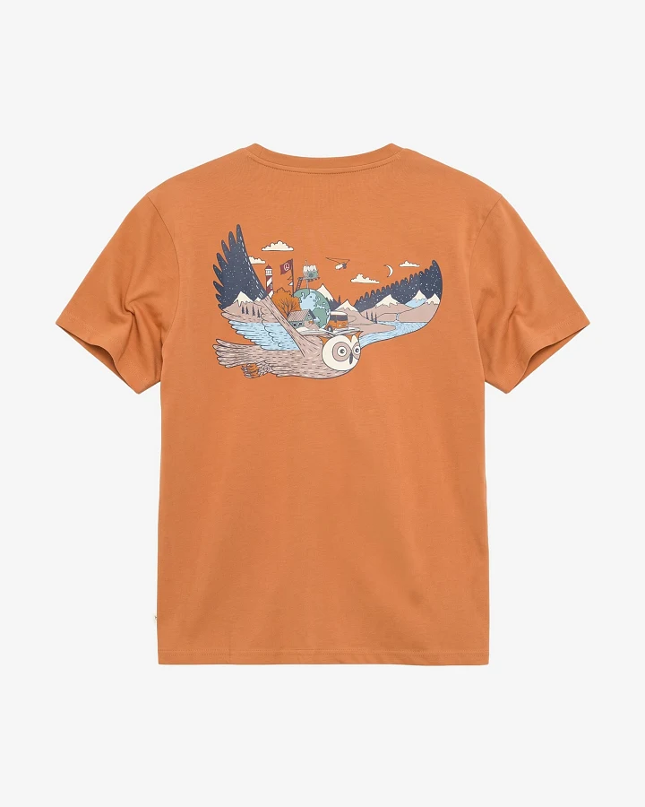 KnowledgeCotton Apparel Herren vegan T-Shirt Mit Löwen Aufdruck Auf Der Rückseite, Braun