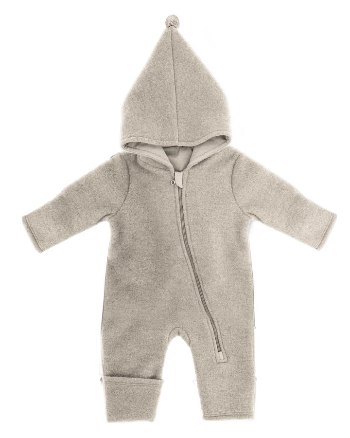 Baby Overall Bio-Merinowolle (kbT) Wollfleece, beigemeliert 50/56