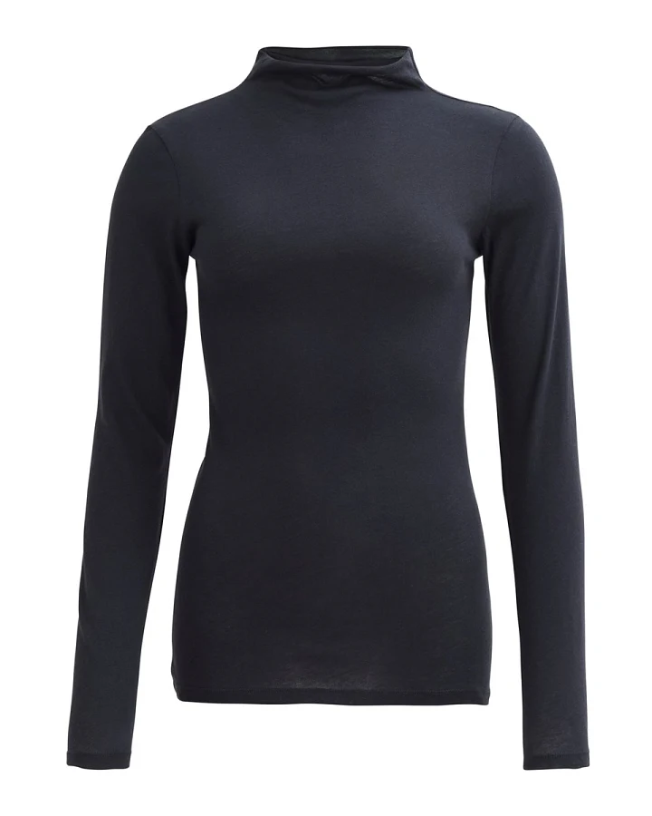 People Wear Organic Langarm-Shirt Bio-Baumwolle (kbA) Stehkragen schwarz XS