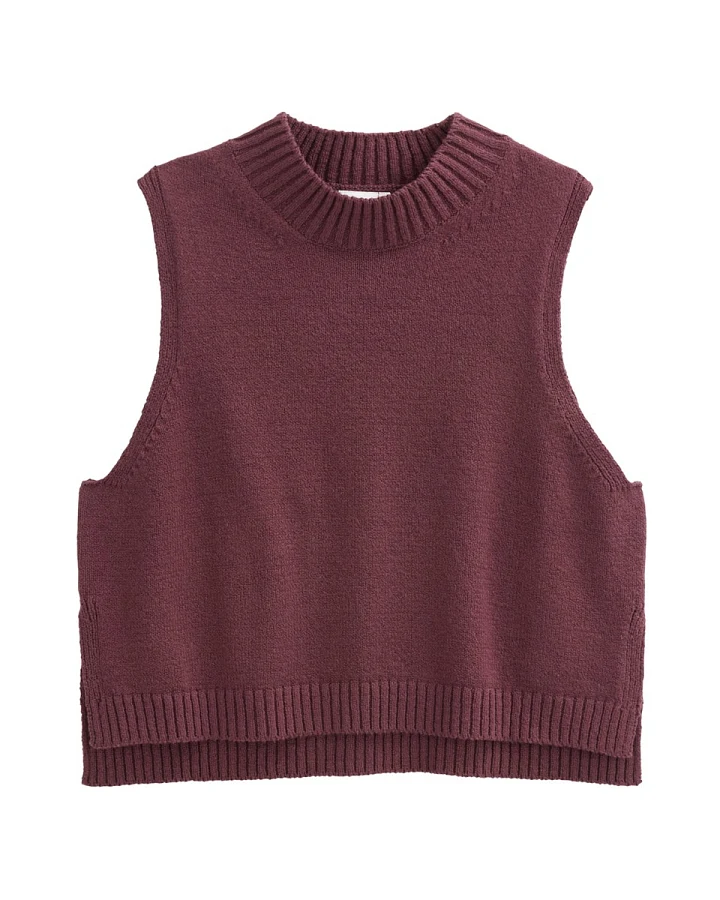 People Wear Organic Boucléstrick-Pullunder Bio-Baumwolle (kbA) burgunder XS