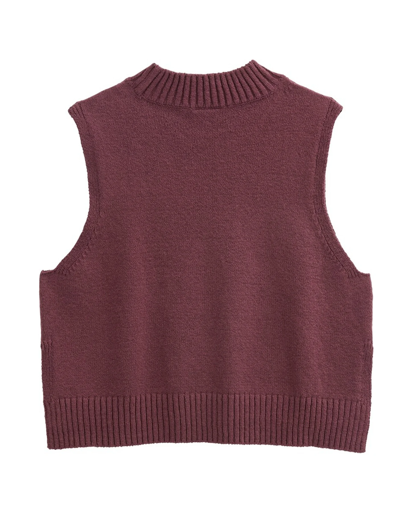 People Wear Organic Boucléstrick-Pullunder Bio-Baumwolle (kbA) burgunder L – Ansicht 2