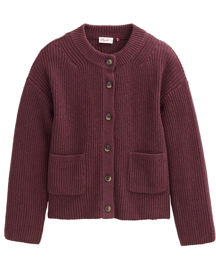 People Wear Organic Boucléstrick-Jacke Bio-Baumwolle (kbA) burgunder XS