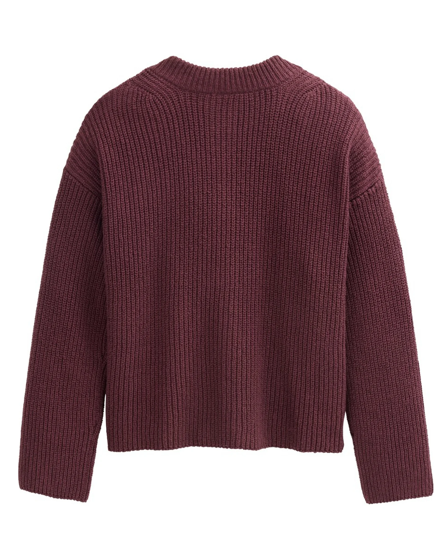 People Wear Organic Boucléstrick-Jacke Bio-Baumwolle (kbA) burgunder L – Ansicht 2
