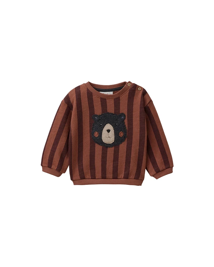 Produktseite: People Wear Organic Sweat-Pullover Bio-Baumwolle (kbA) Blockstreifen mahagoni 62/68
