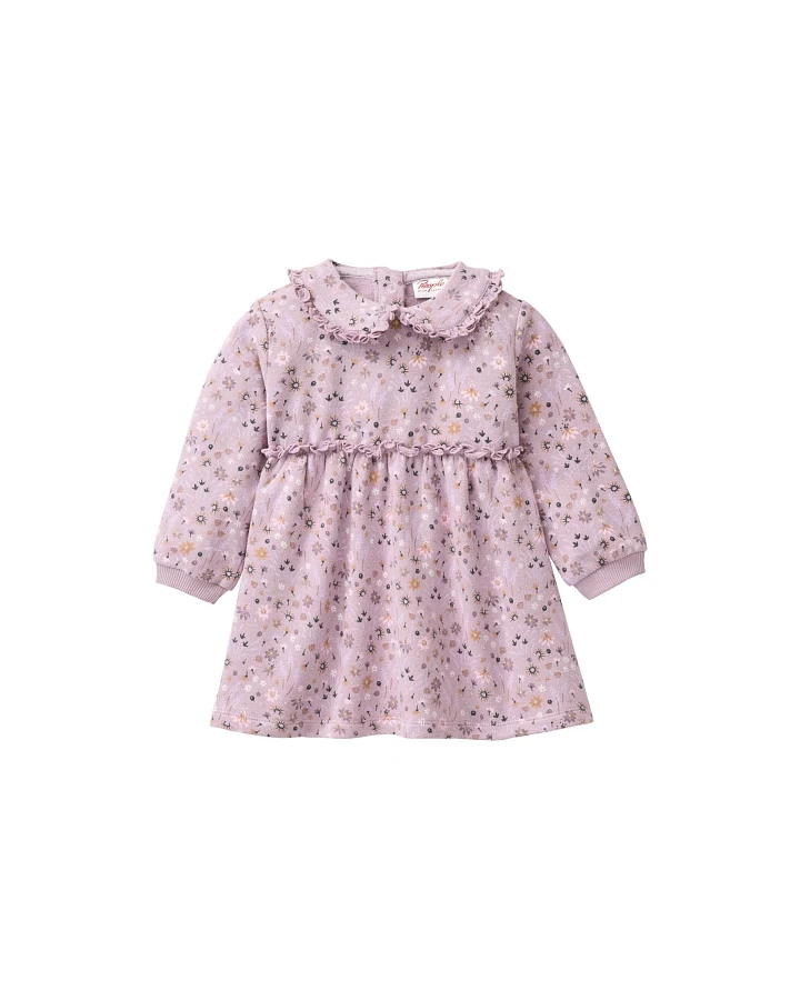 Produktseite: People Wear Organic Langarm-Kleid Bio-Baumwolle (kbA) mille fleurs grau violett 74/80