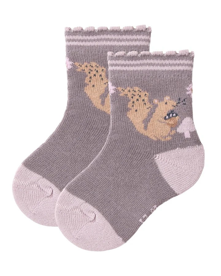 People Wear Organic Frottee-Socken Bio-Baumwolle (kbA) grauviolett gemustert Gr. 19-21