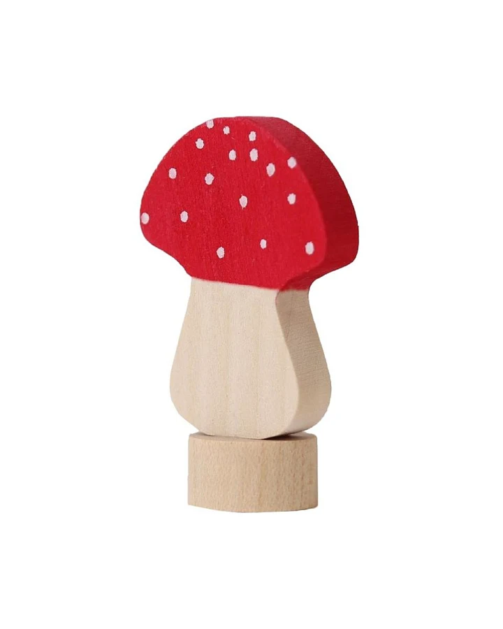 Produktseite: Grimms Fliegenpilz Steckfigur aus Lindenholz, bunt lasiert Höhe 5 cm