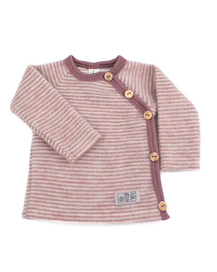Lilano - Wickeljacke Wollfrottee-Plüsch mauve geringelt