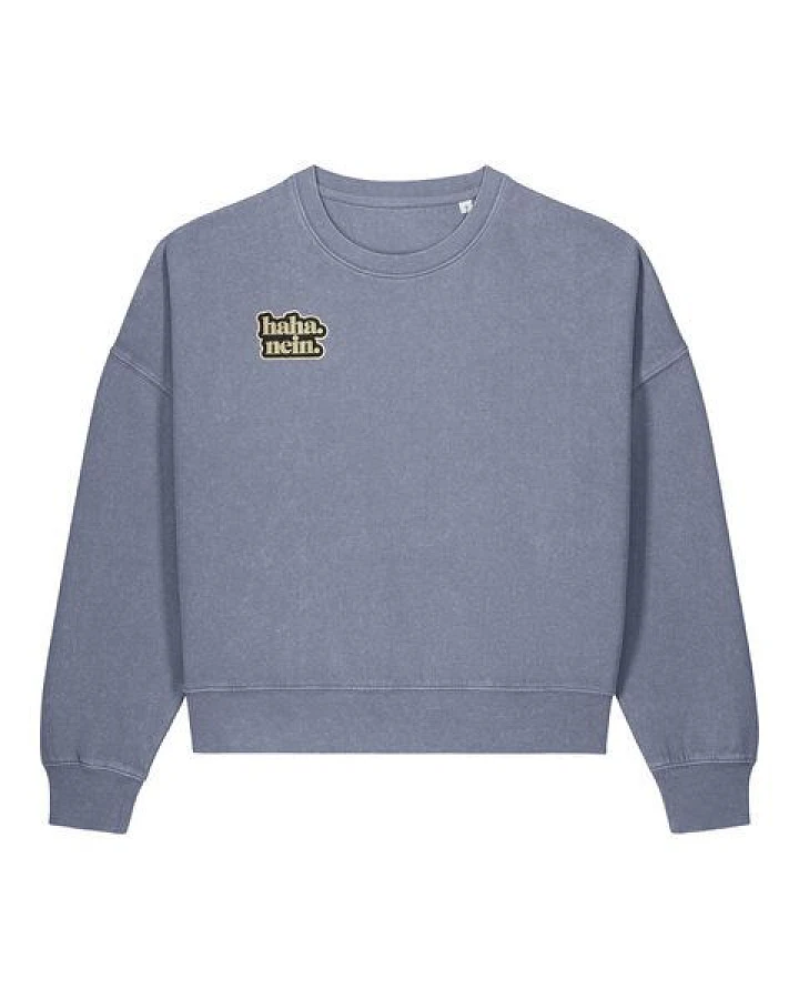 ilovemixtapes haha. nein. – Damen Sweater in Washed Blue Grey