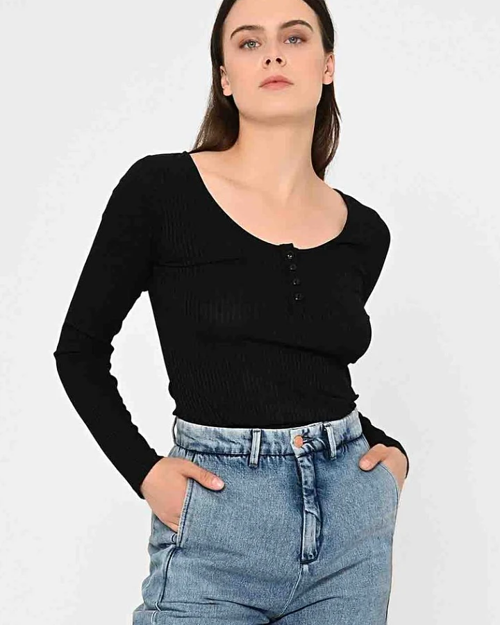 LOVJOI Damen vegan Longsleeve Aracea Schwarz