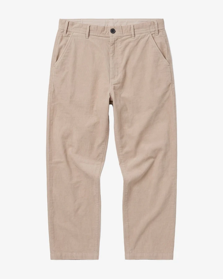 KnowledgeCotton Apparel Herren vegan Chino Hose Flint Weit Geschnitten Aus Cord Helles Federgrau