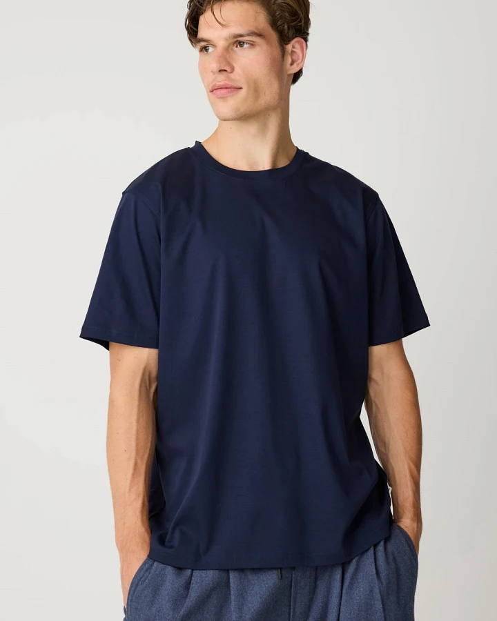 KnowledgeCotton Apparel Herren vegan T-Shirt Merzerisiert Nachthimmelblau