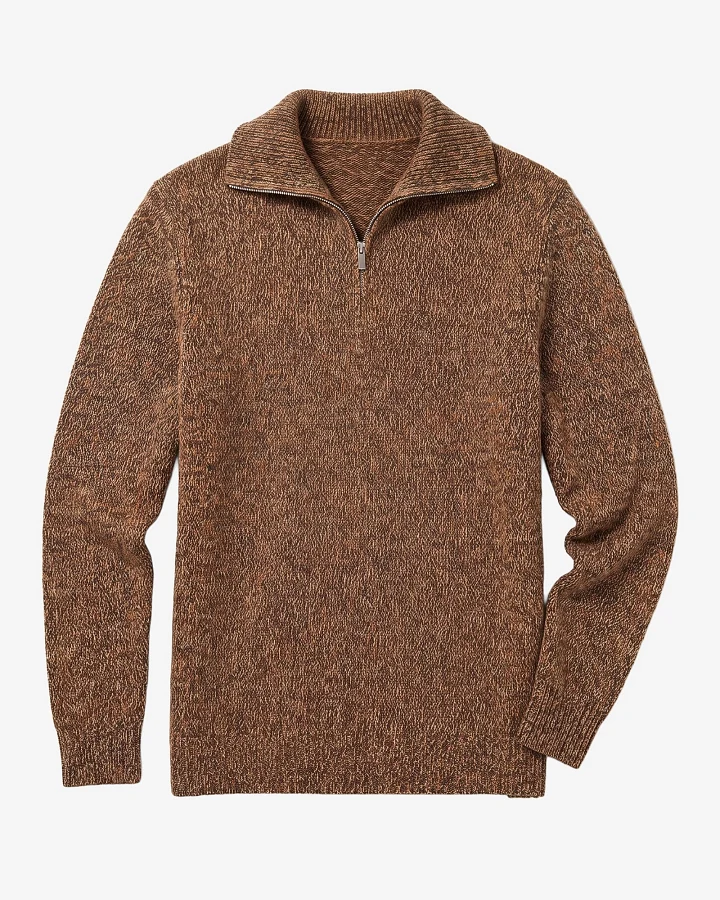 KnowledgeCotton Apparel Herren vegan Pullover Mit Viertelreißverschluss Grün Mehrfarbig