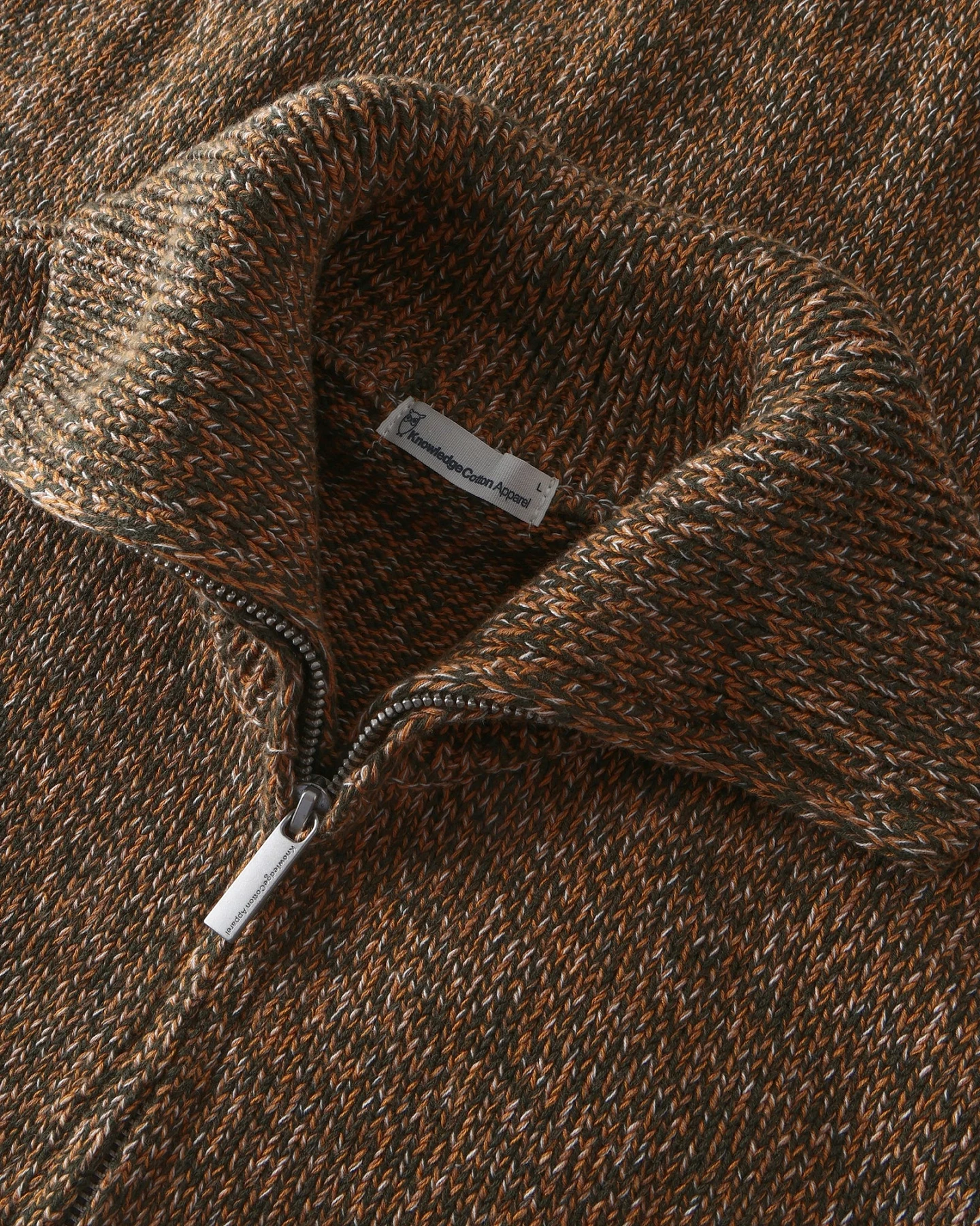 KnowledgeCotton Apparel Herren vegan Pullover Mit Viertelreißverschluss Grün Mehrfarbig – Ansicht 2