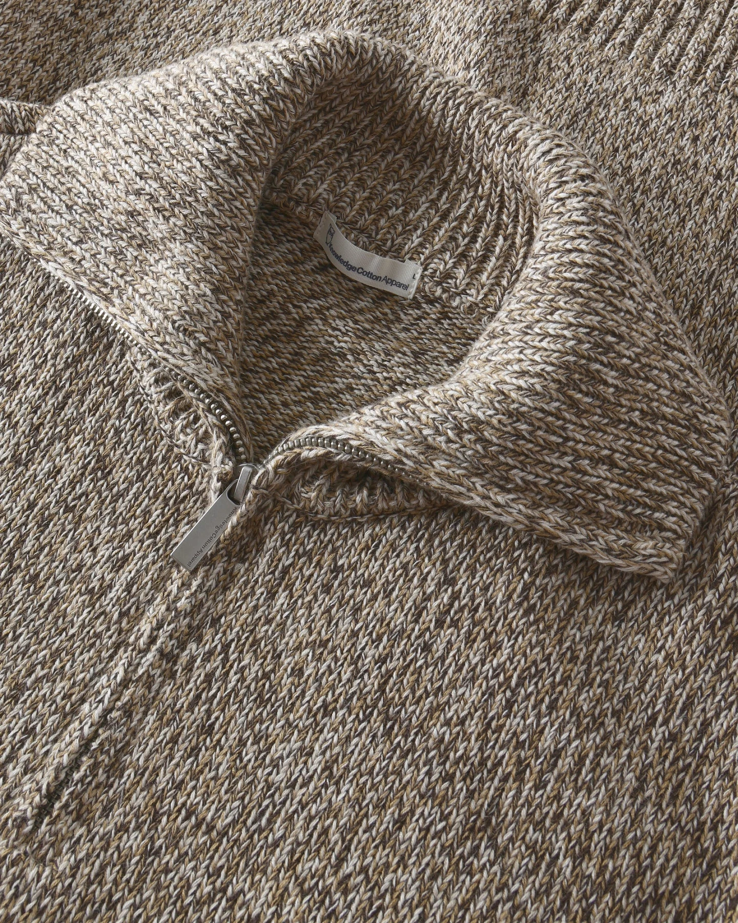 KnowledgeCotton Apparel Herren vegan Pullover Mit Viertelreißverschluss Braun Mehrfarbig – Ansicht 2
