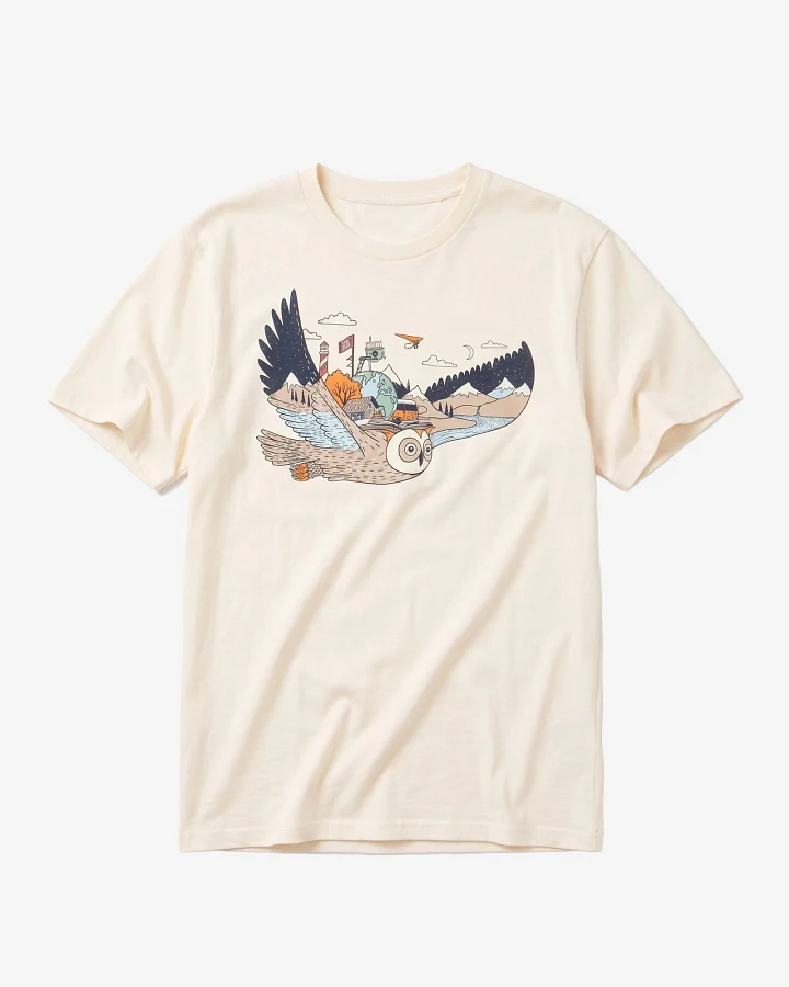 KnowledgeCotton Apparel Herren vegan T-Shirt Mit Aufdruck Auf Der Rückseite Egret Weiß