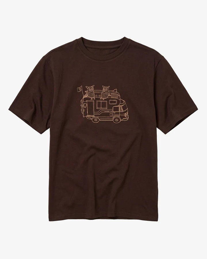 KnowledgeCotton Apparel Herren vegan T-Shirt Frontprint Chocolate Torte Braun
