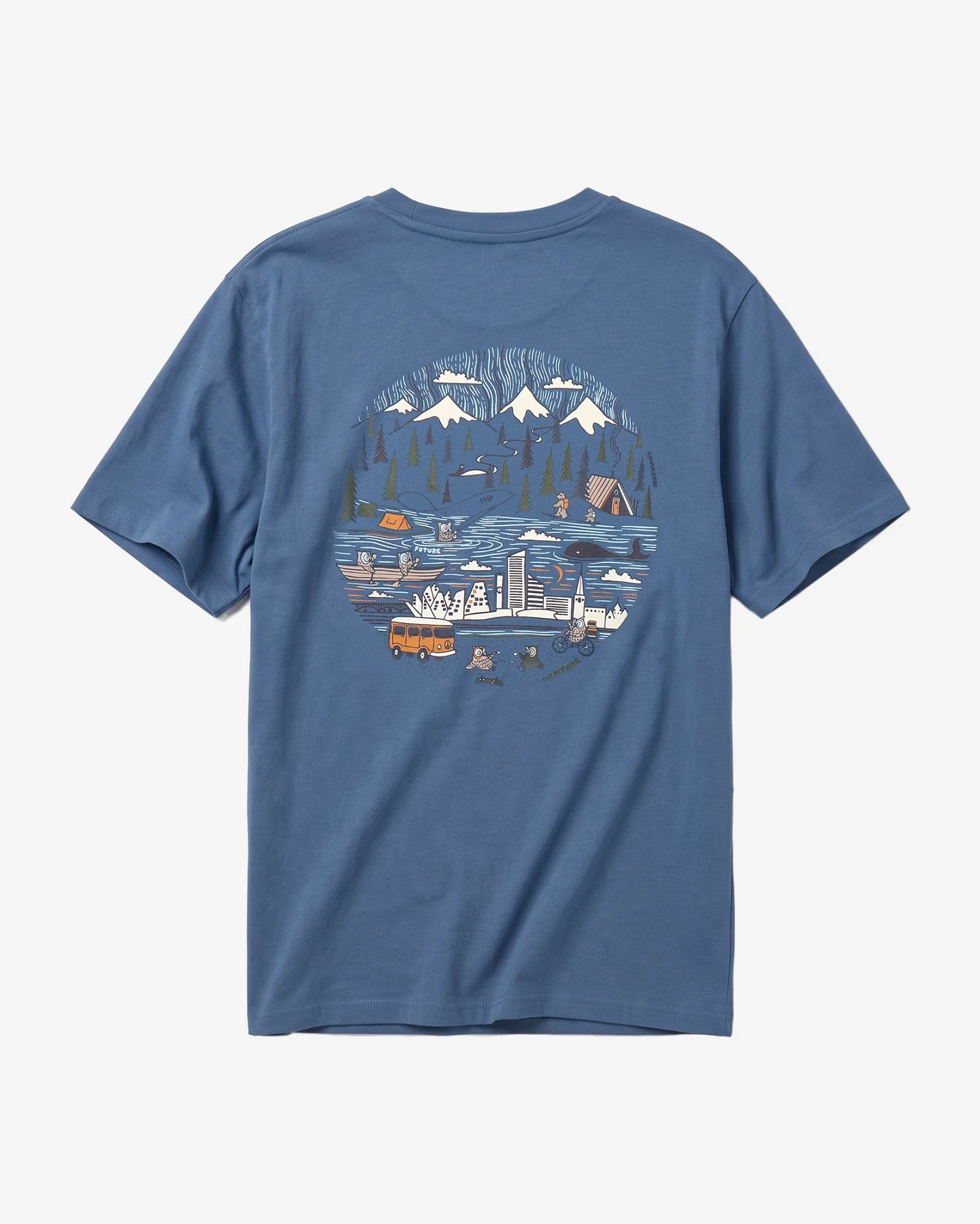 KnowledgeCotton Apparel Herren vegan T-Shirt Back Print Vintage Indigo – Ansicht 2