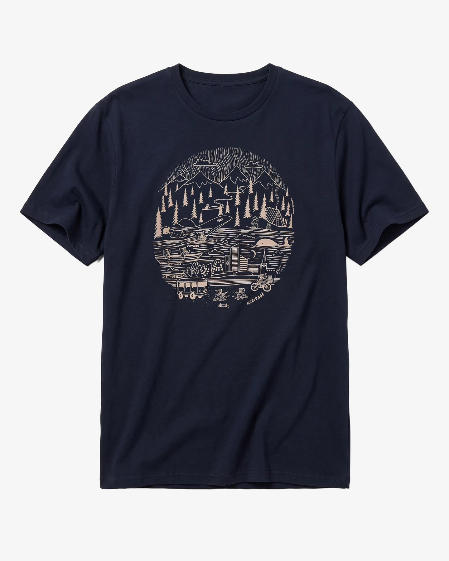 KnowledgeCotton Apparel Herren vegan T-Shirt Mit Aufdruck Auf Der Rückseite Nacht-Himmelblau – Ansicht 2