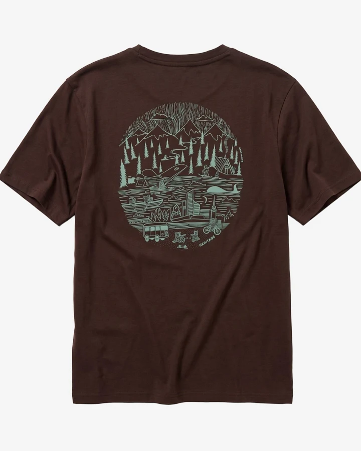 KnowledgeCotton Apparel Herren vegan T-Shirt Back Print Chocolate Torte Braun