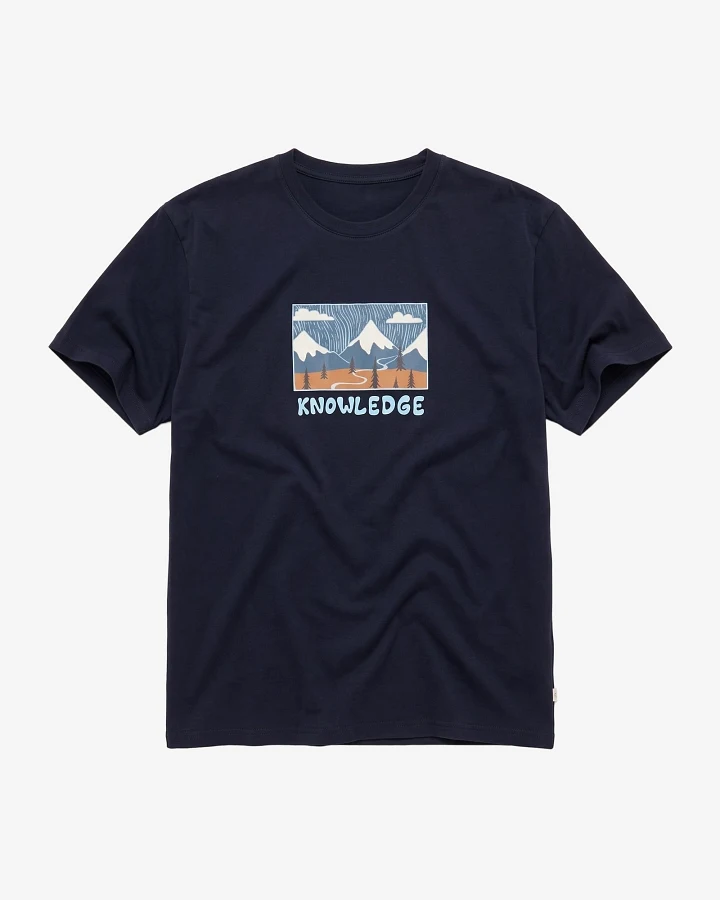 KnowledgeCotton Apparel Herren vegan T-Shirt Mit Aufdruck Auf Der Vorderseite Nacht Himmel Blau