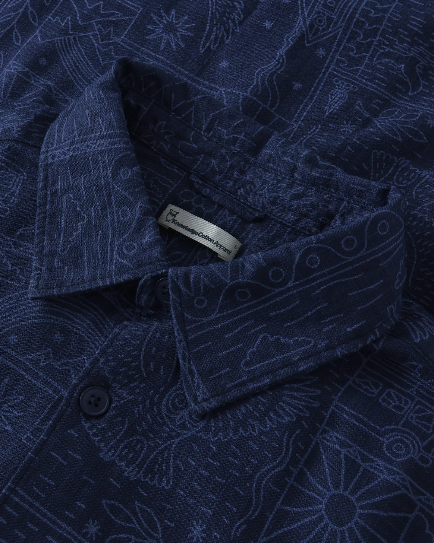 KnowledgeCotton Apparel Herren vegan Hemd Sleet Comfort Print Blau – Ansicht 2