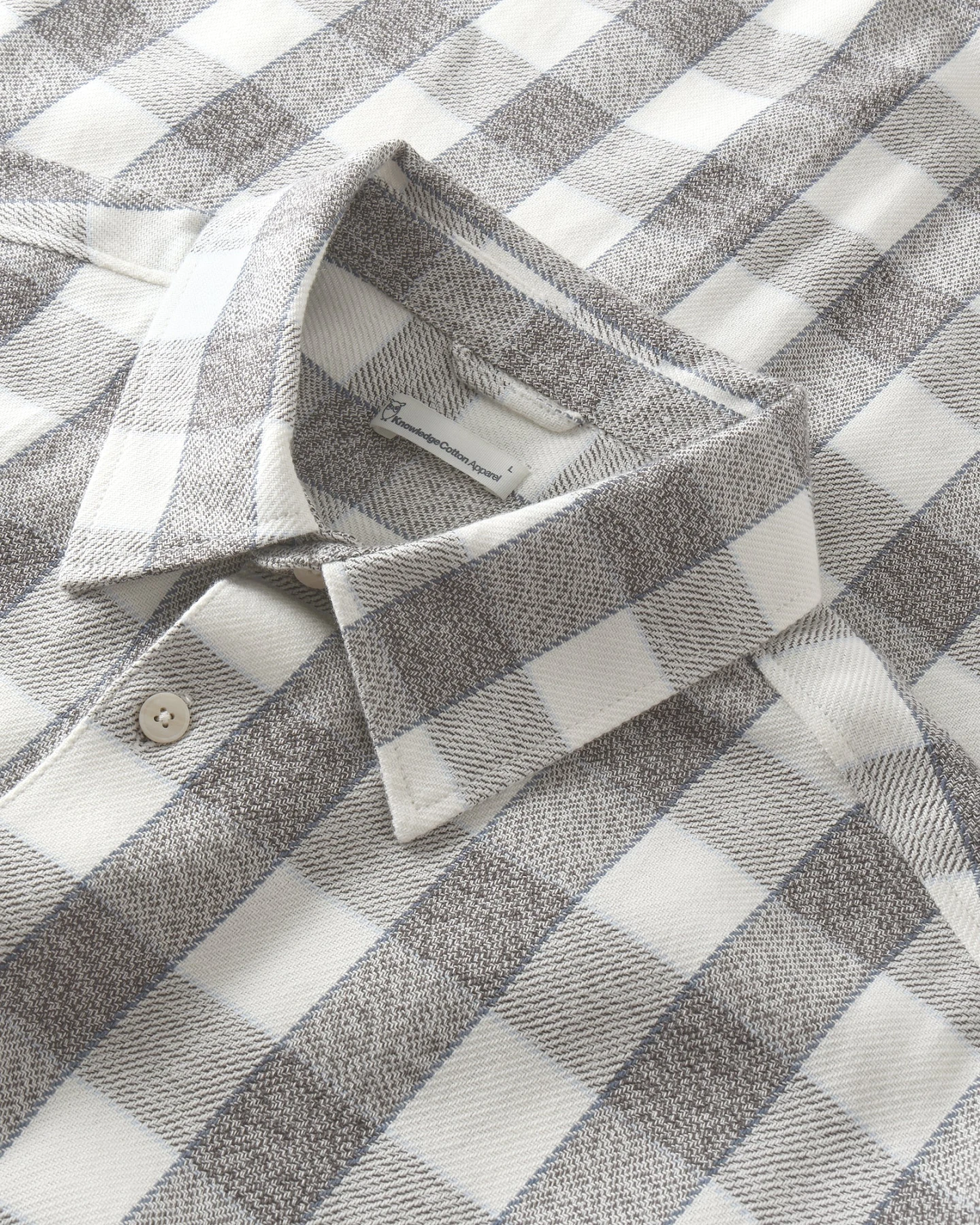 KnowledgeCotton Apparel Herren vegan Hemd Loose Check Weiß Kariert – Ansicht 2