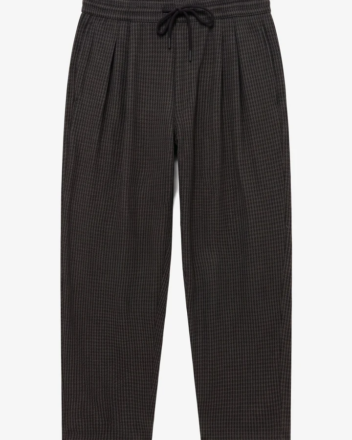 KnowledgeCotton Apparel Herren vegan Hose Ozone Relaxed Im Grauen Hahnentrittmuster
