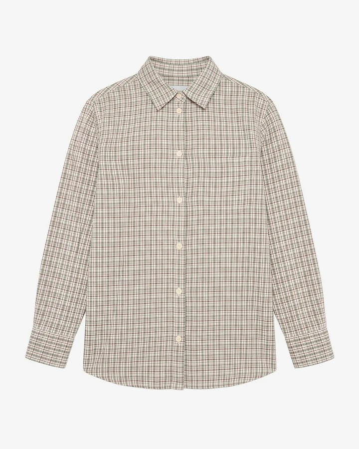 KnowledgeCotton Apparel Damen vegan Hemd Lockere Passform Grün Kariert