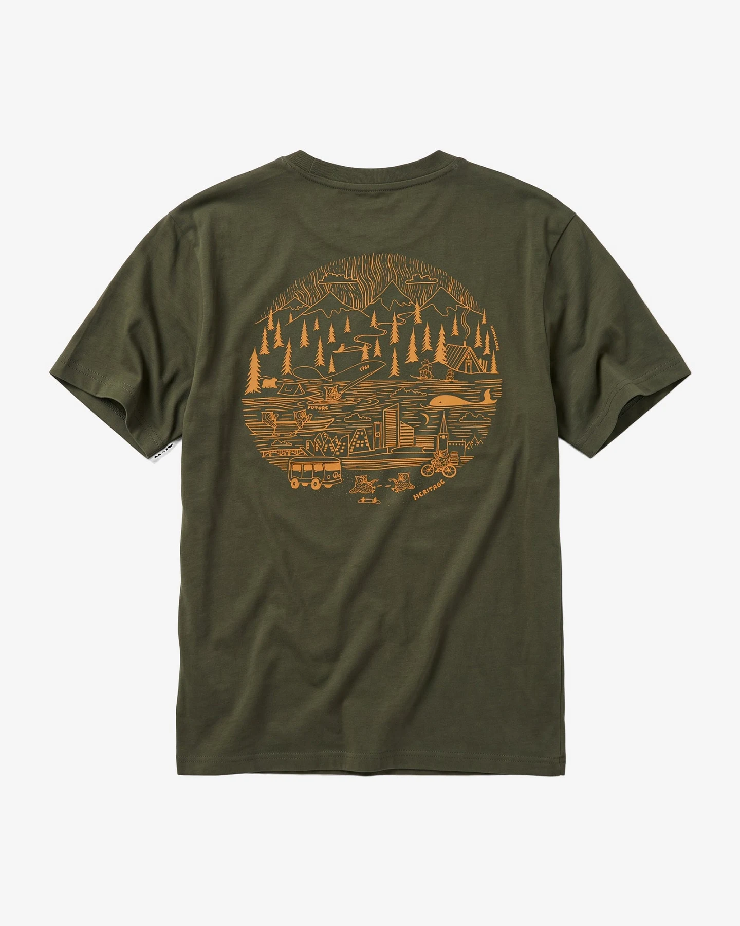 KnowledgeCotton Apparel Herren vegan T-Shirt Mit Aufdruck Auf Der Rückseite Forest Night Grün – Ansicht 2