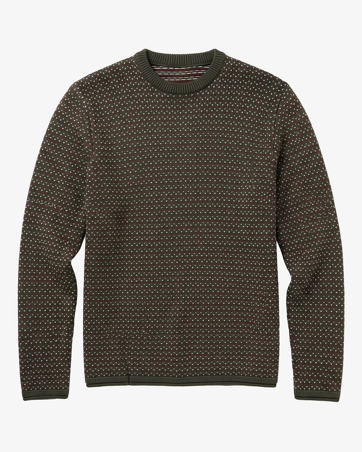KnowledgeCotton Apparel Herren vegan Pullover Jacquard Rundhals Grün