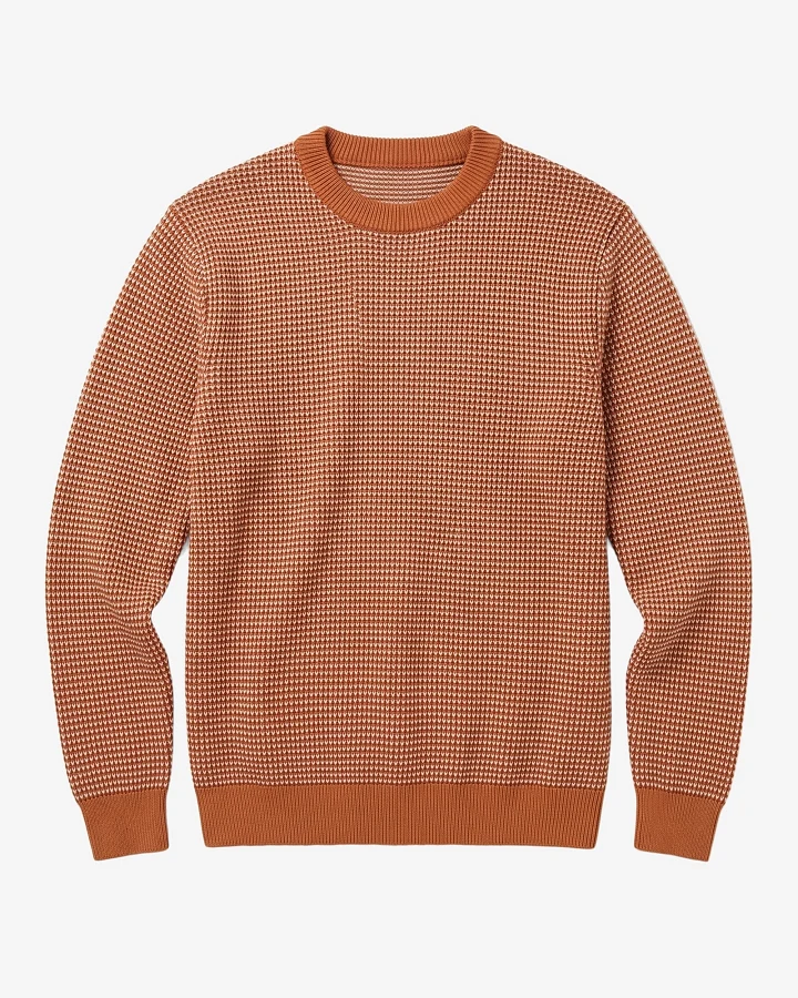 KnowledgeCotton Apparel Herren vegan Pullover Jacquard Rundhalsausschnitt Löwenmotiv, Braun