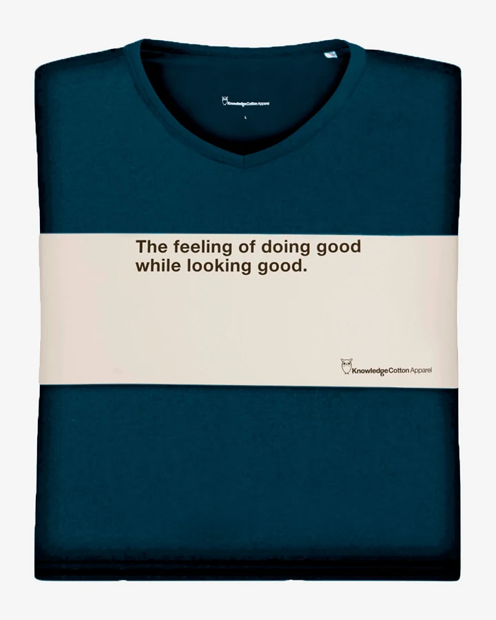 KnowledgeCotton Apparel Herren vegan 3er-Pack T-Shirts Regular Passform V-Ausschnitt Gesamtlänge Eclipse Blau