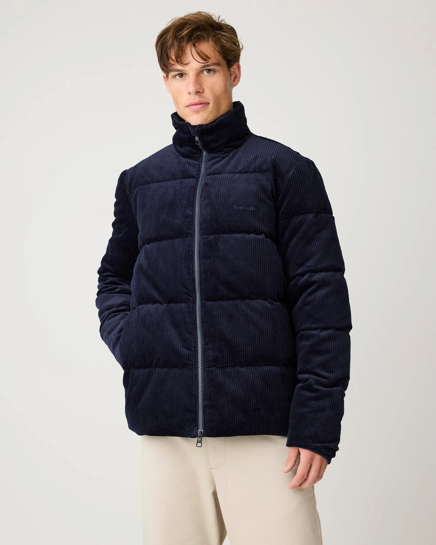 KnowledgeCotton Apparel Herren vegan Daunenjacke Aus Cord Nachthimmelblau – Ansicht 2