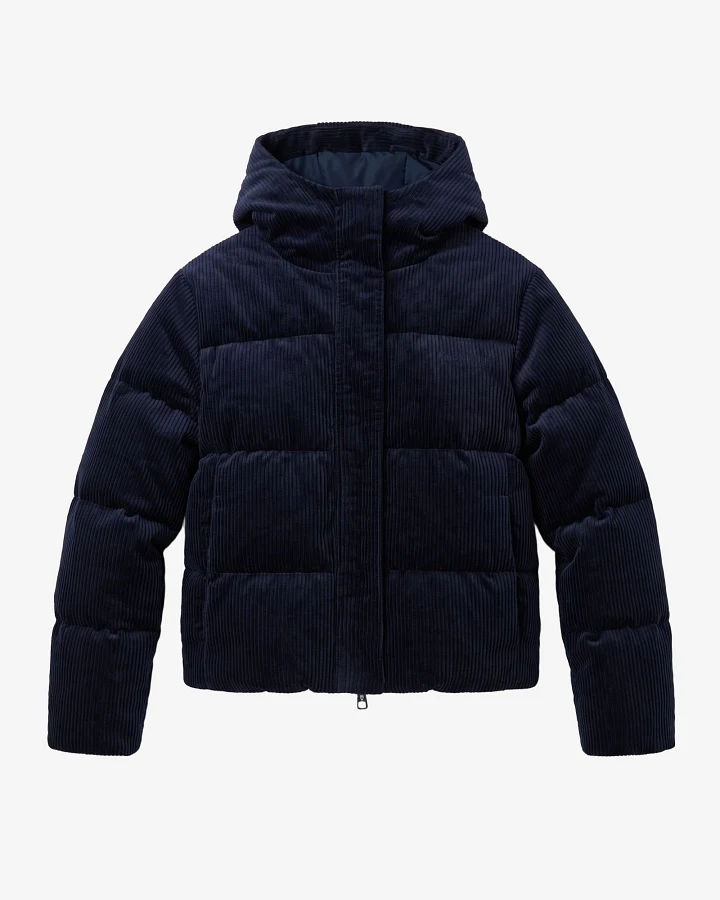 KnowledgeCotton Apparel Damen vegan Daunenjacke Aus Cord Nachthimmelblau