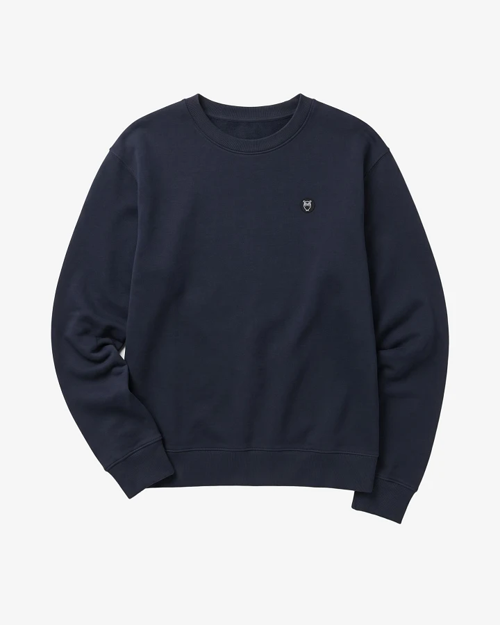 KnowledgeCotton Apparel Herren vegan Sweatshirt Mit Aufnäher Rundhalsausschnitt, „total Eclipse “, Blau