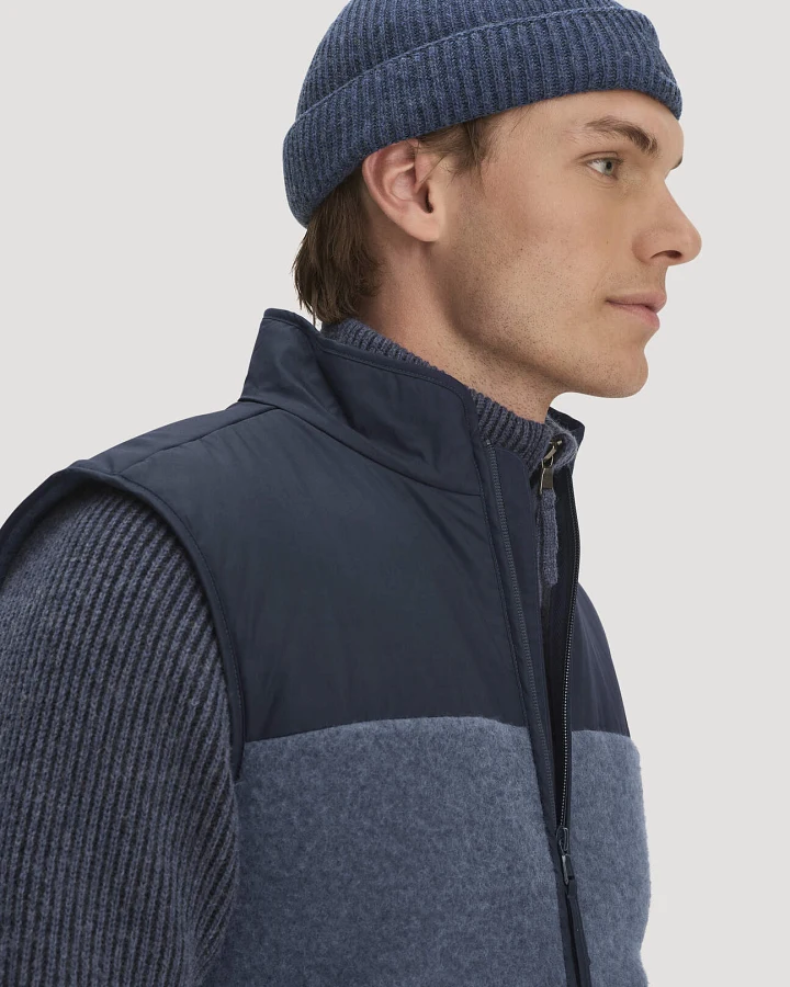 Produktseite: hessnatur Strickmütze aus Bio-Merinowolle mit recycelter Wolle und Bio-Baumwolle - blau - Größe 1size