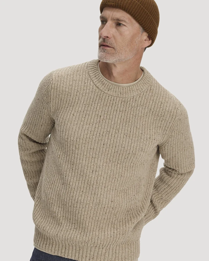 Produktseite: hessnatur Strickmütze aus Bio-Merinowolle mit recycelter Wolle und Bio-Baumwolle - braun - Größe 1size