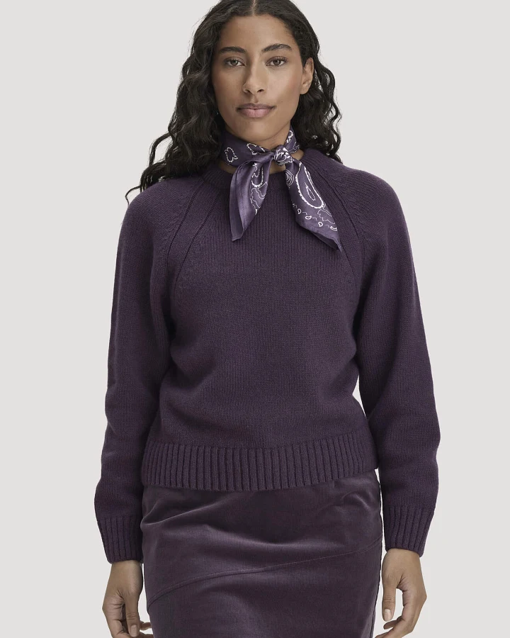 Produktseite: hessnatur Damen Strick Pullover Relaxed aus Wolle mit Bio-Baumwolle - lila - Größe L