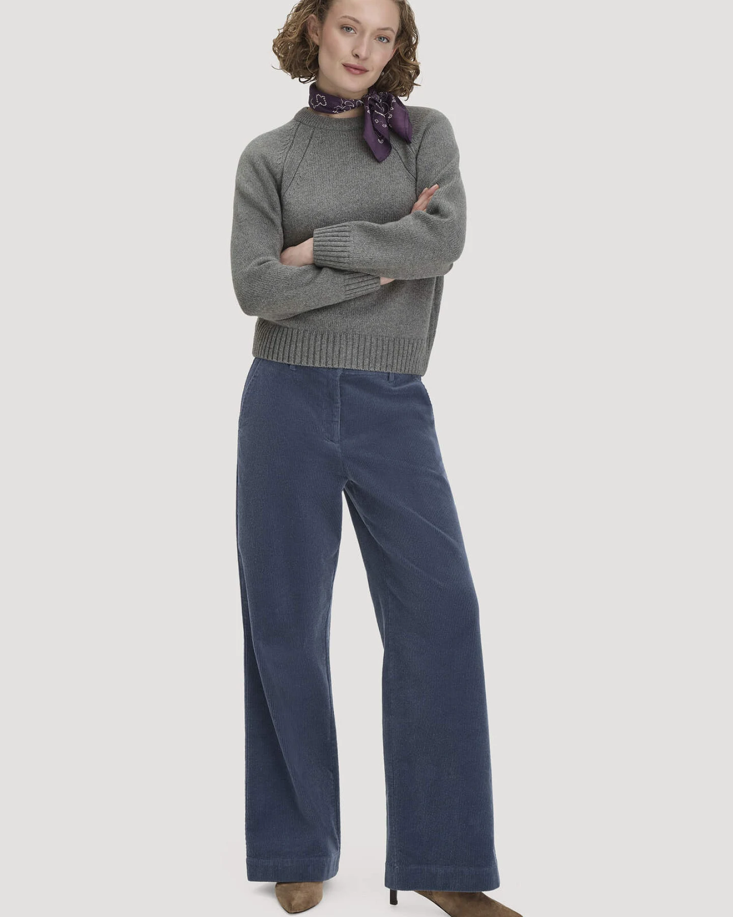 hessnatur Damen Strick Pullover Relaxed aus Wolle mit Bio-Baumwolle - grau - Größe XS – Ansicht 2