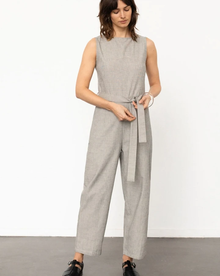 Rotholz Damen vegan Jumpsuit Ärmellos Gray
