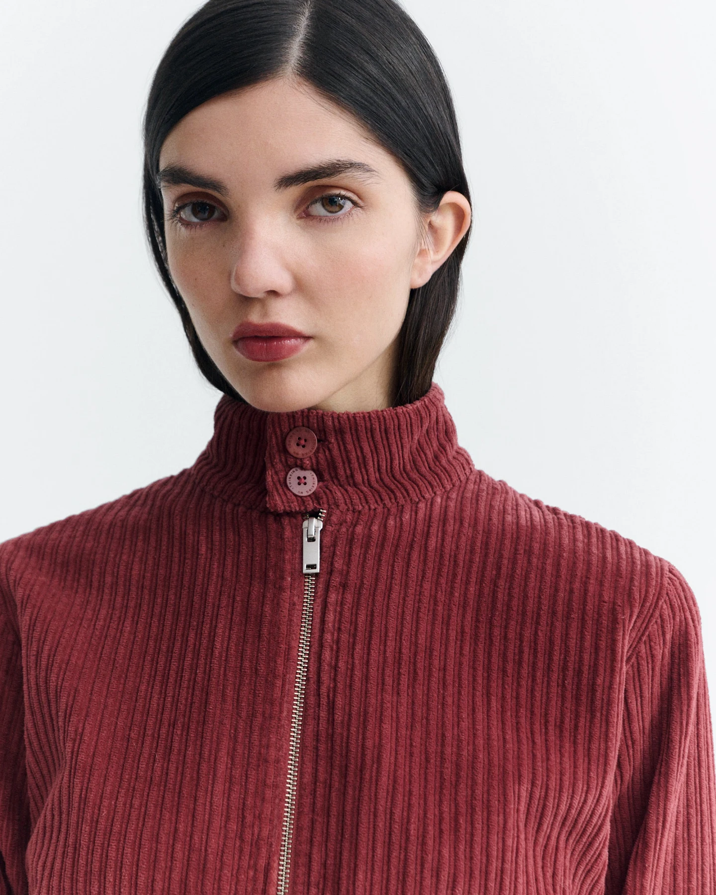 Thinking MU Damen vegan Jacke Aus Cord Delia Rot – Ansicht 2
