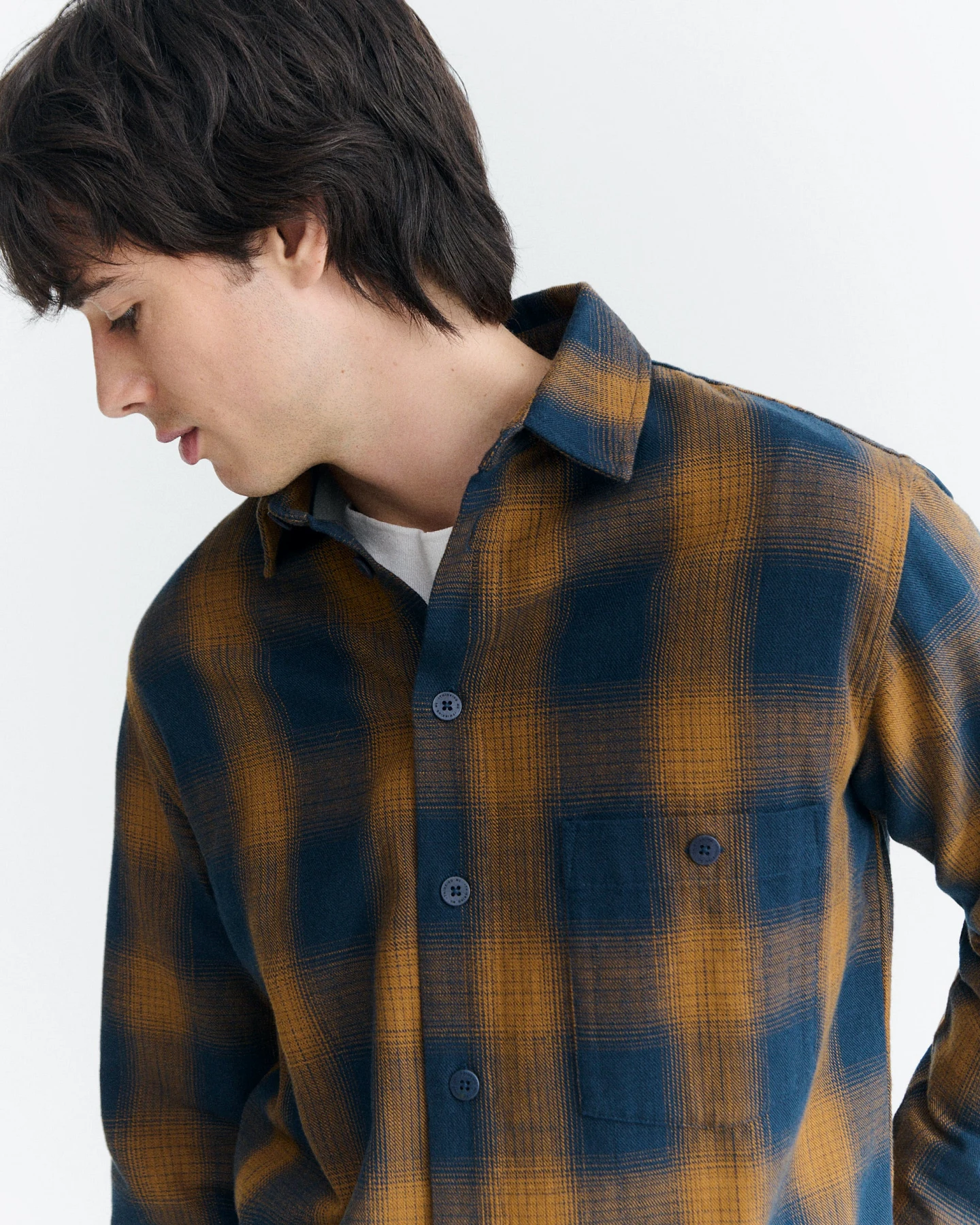 Thinking MU Herren vegan Overshirt Theo Navy Kariert – Ansicht 2