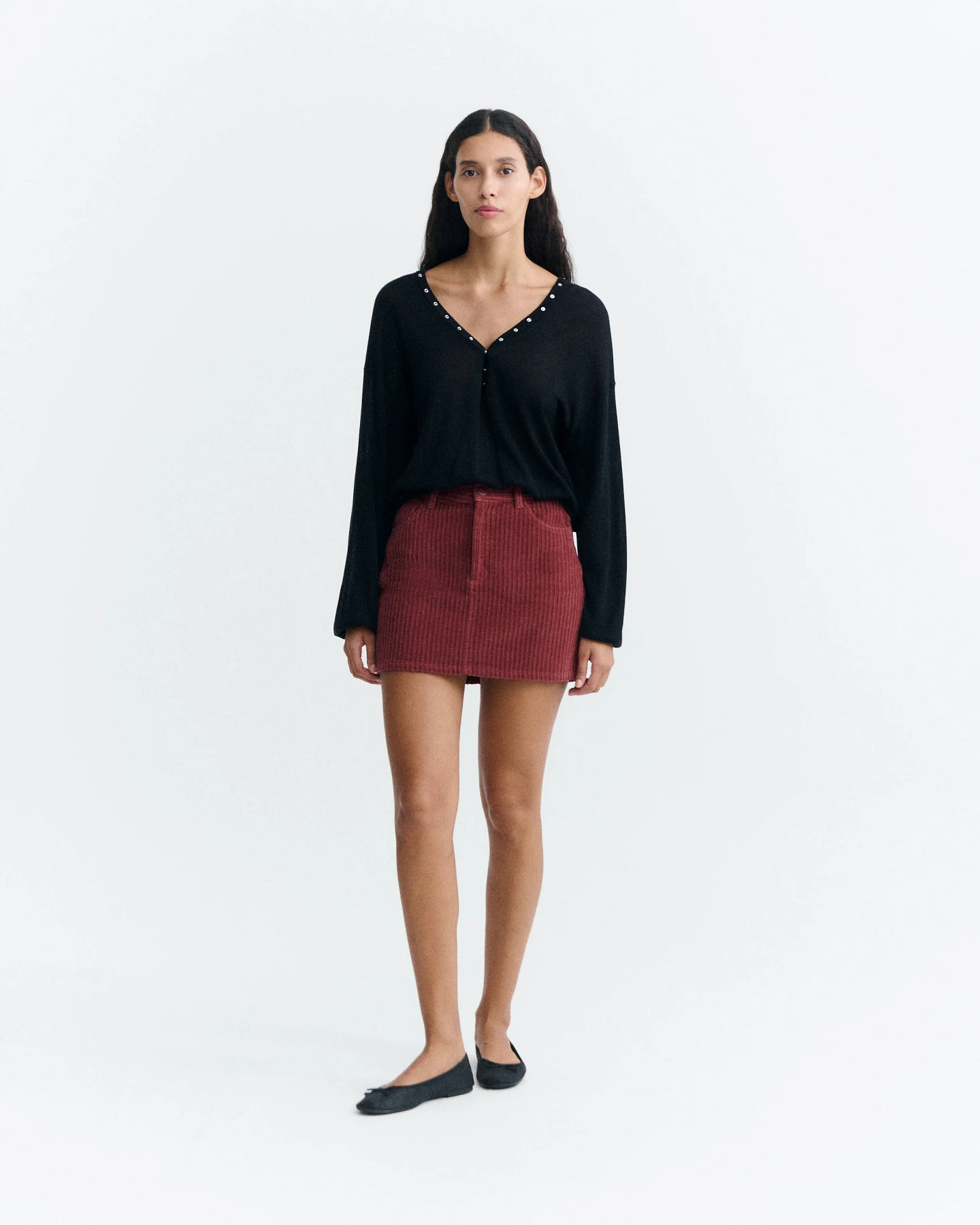 Thinking MU Damen vegan Minirock Kimmy Cord Rot – Ansicht 2